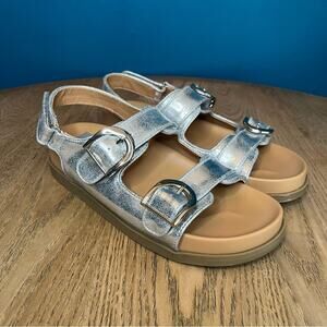 Dolce Vita Alameda Metallic Silver Buckle Strap Chunky Sandals Women’s Size 8